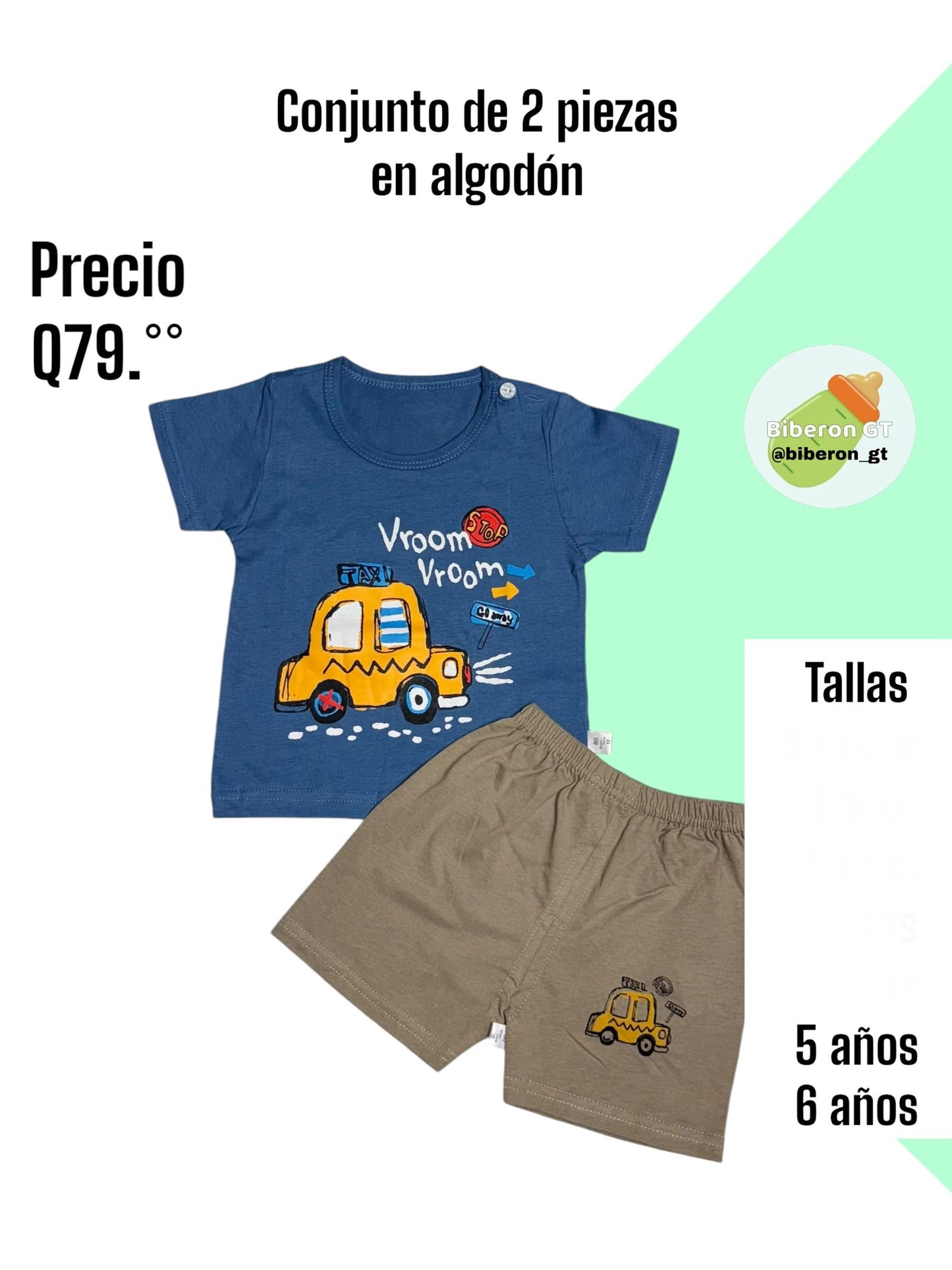 Conjunto de short - Taxi, azul con café