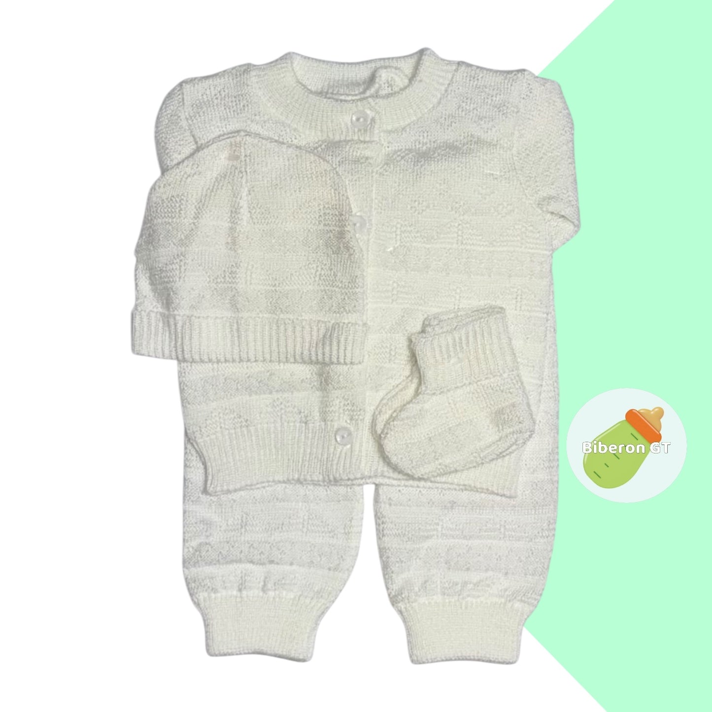 Conjunto tejido de 4 piezas - blanco