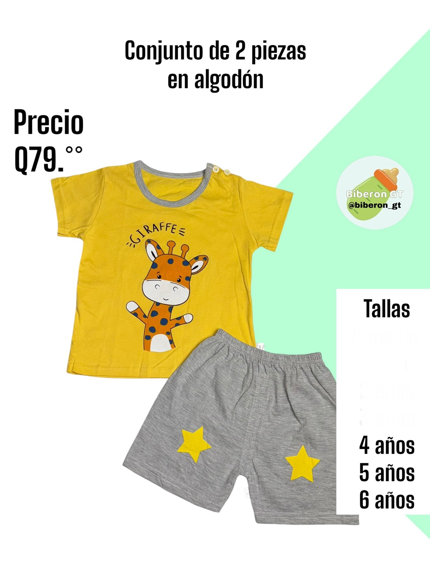 Conjunto de short - Jirafa amarillo