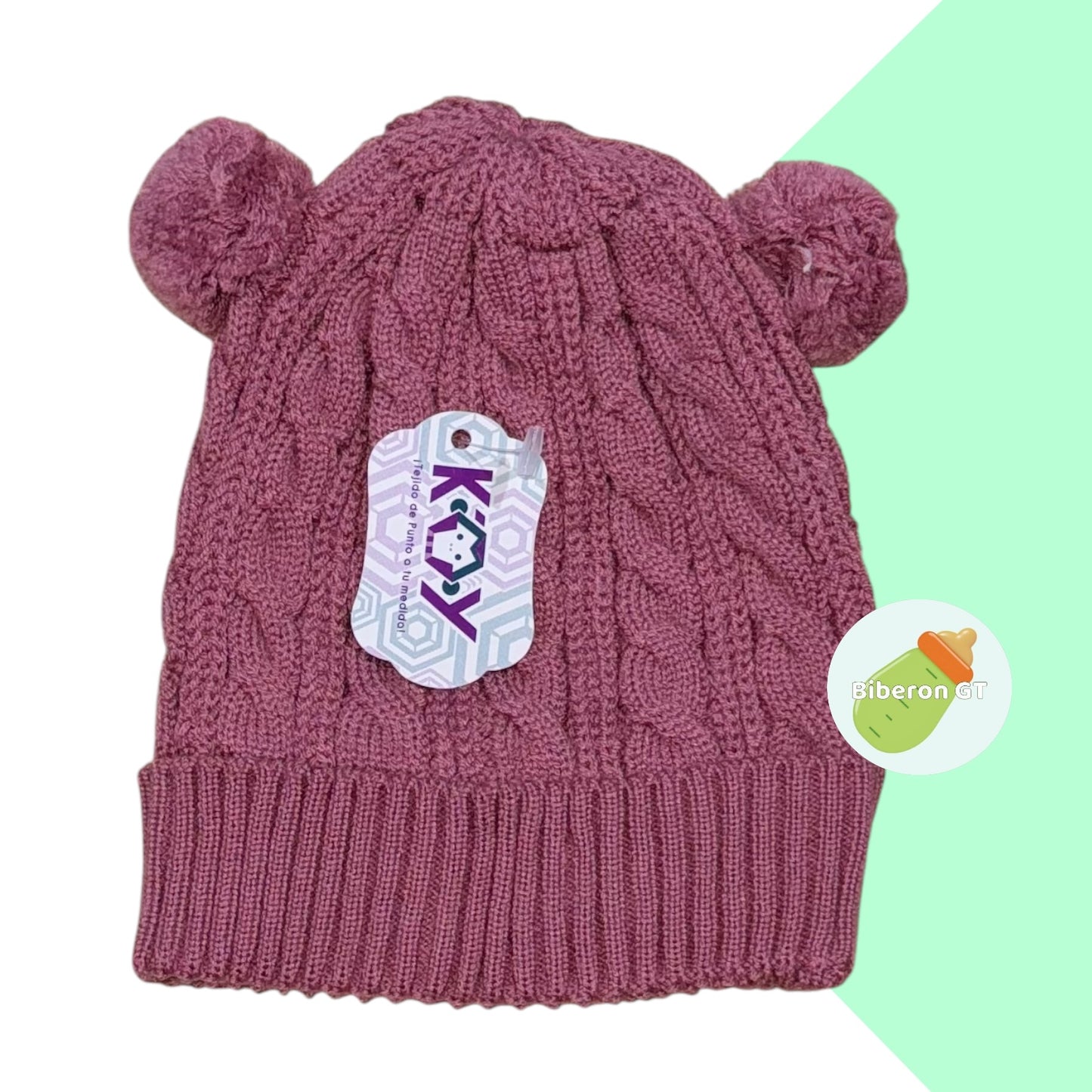 Gorra de lana hipoalergénica de 2 pompones - 6 meses a 3 años