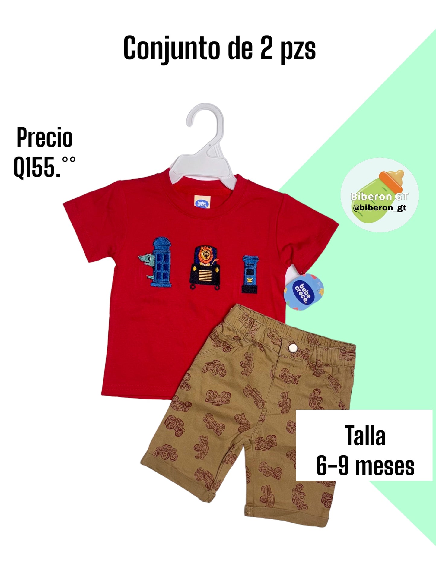 Short y playera de safari - rojo con caqui