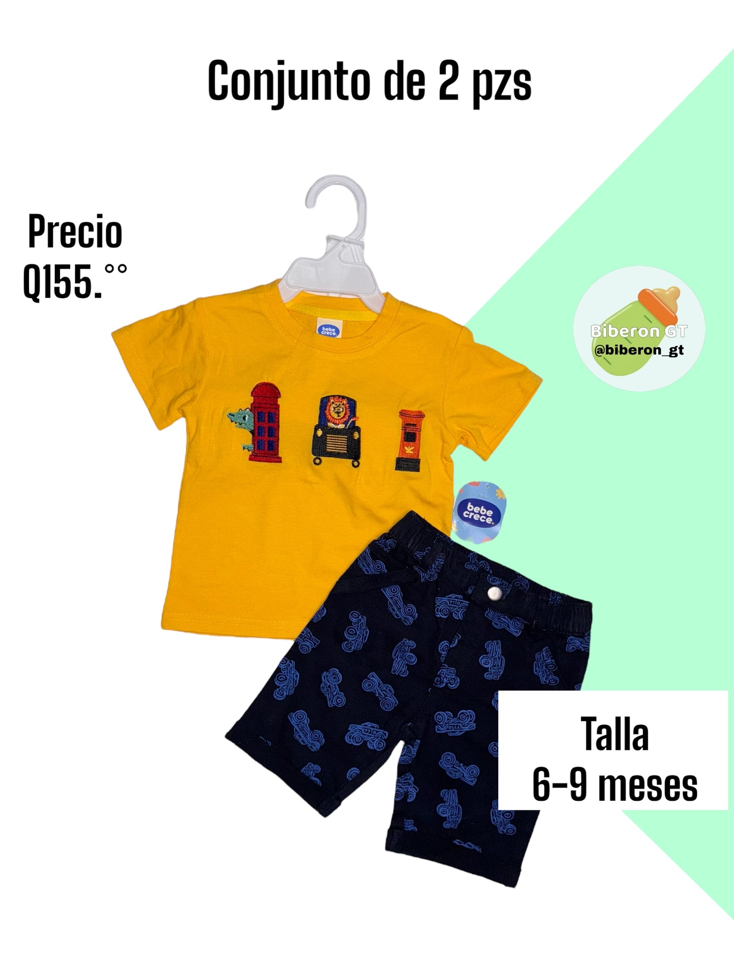 Short y playera de safari - amarillo con azul