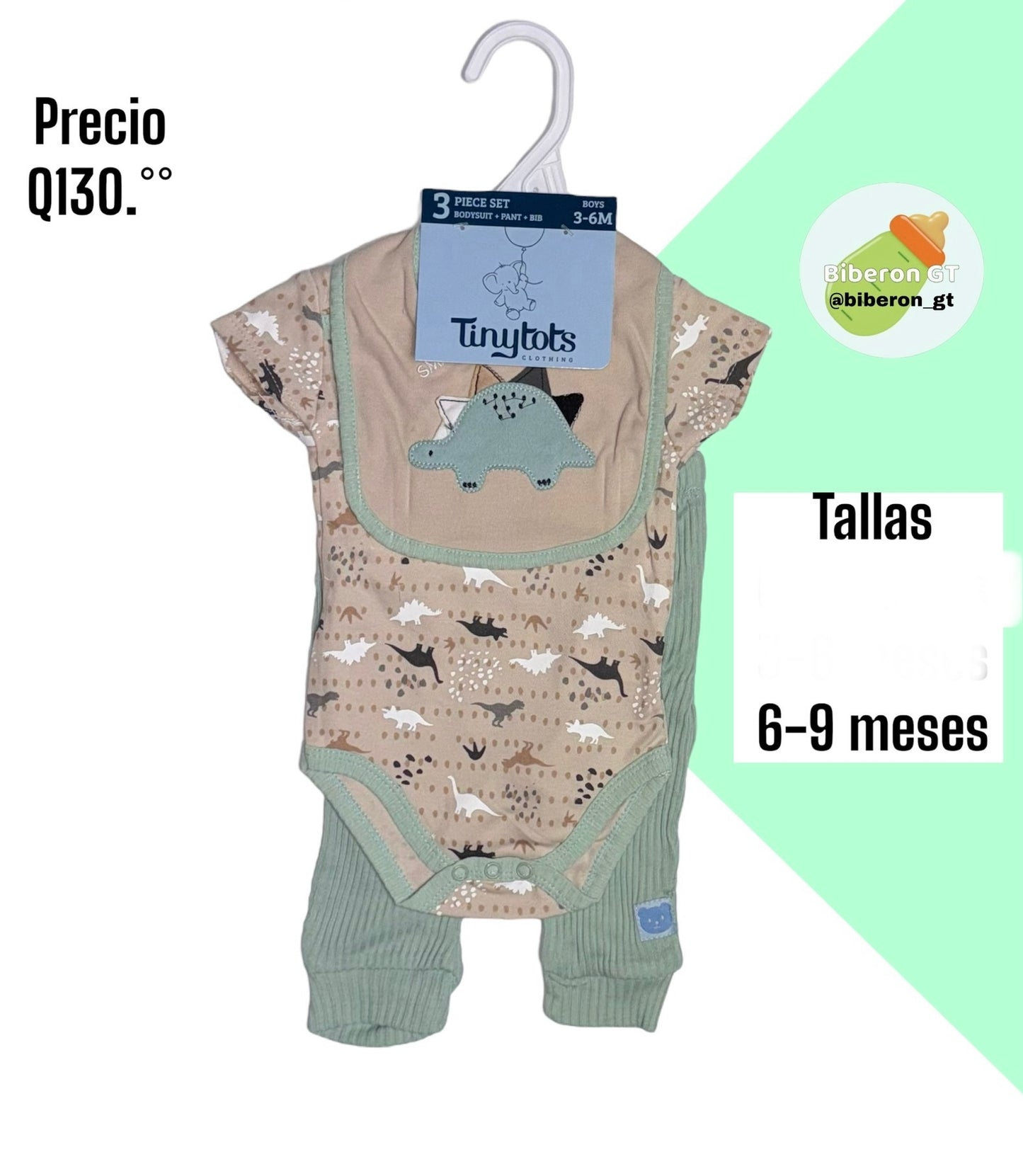 conjunto de 3 pzs - Beige y menta