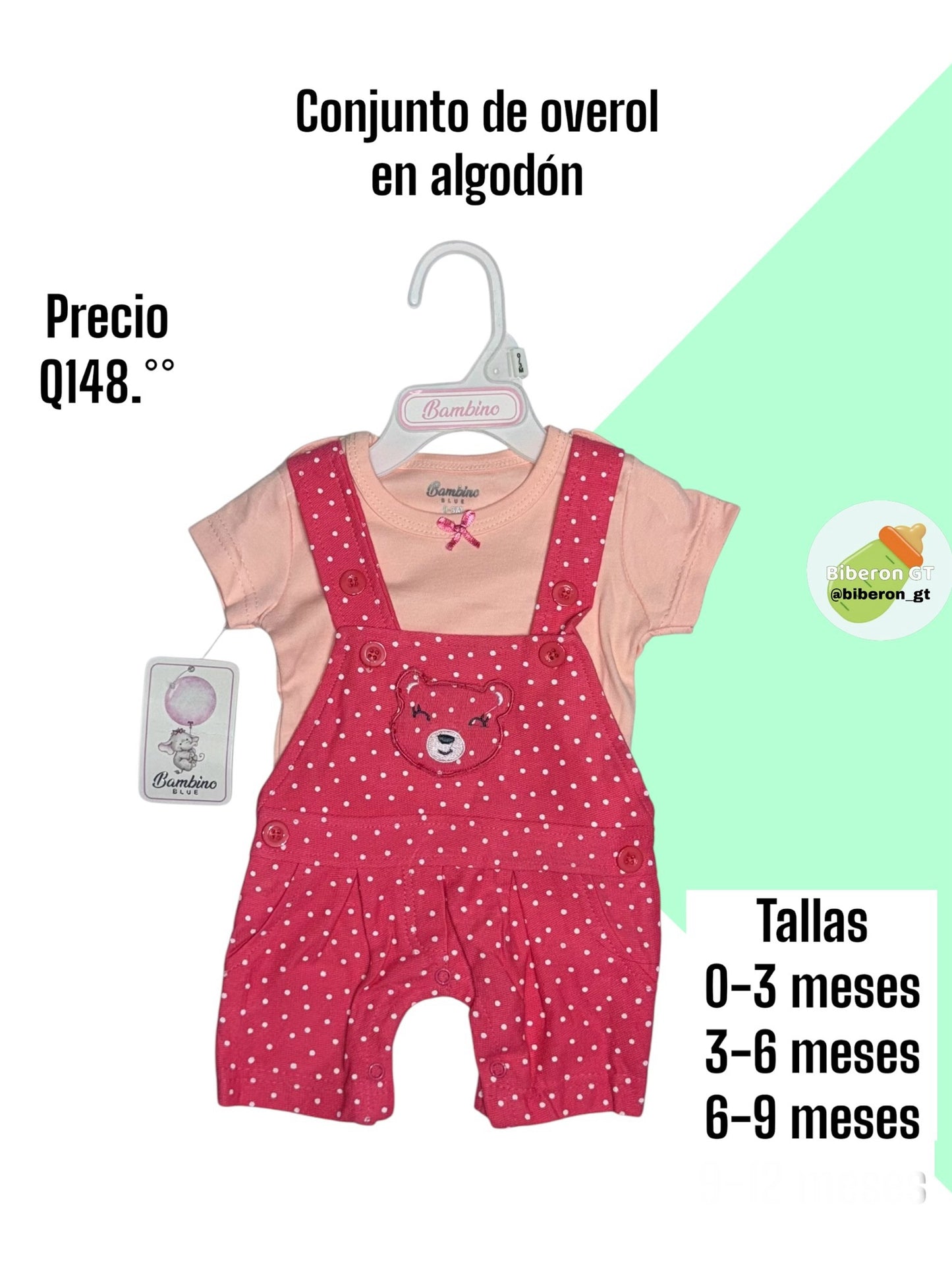 Conjunto de overol - fucsia con rosa baby