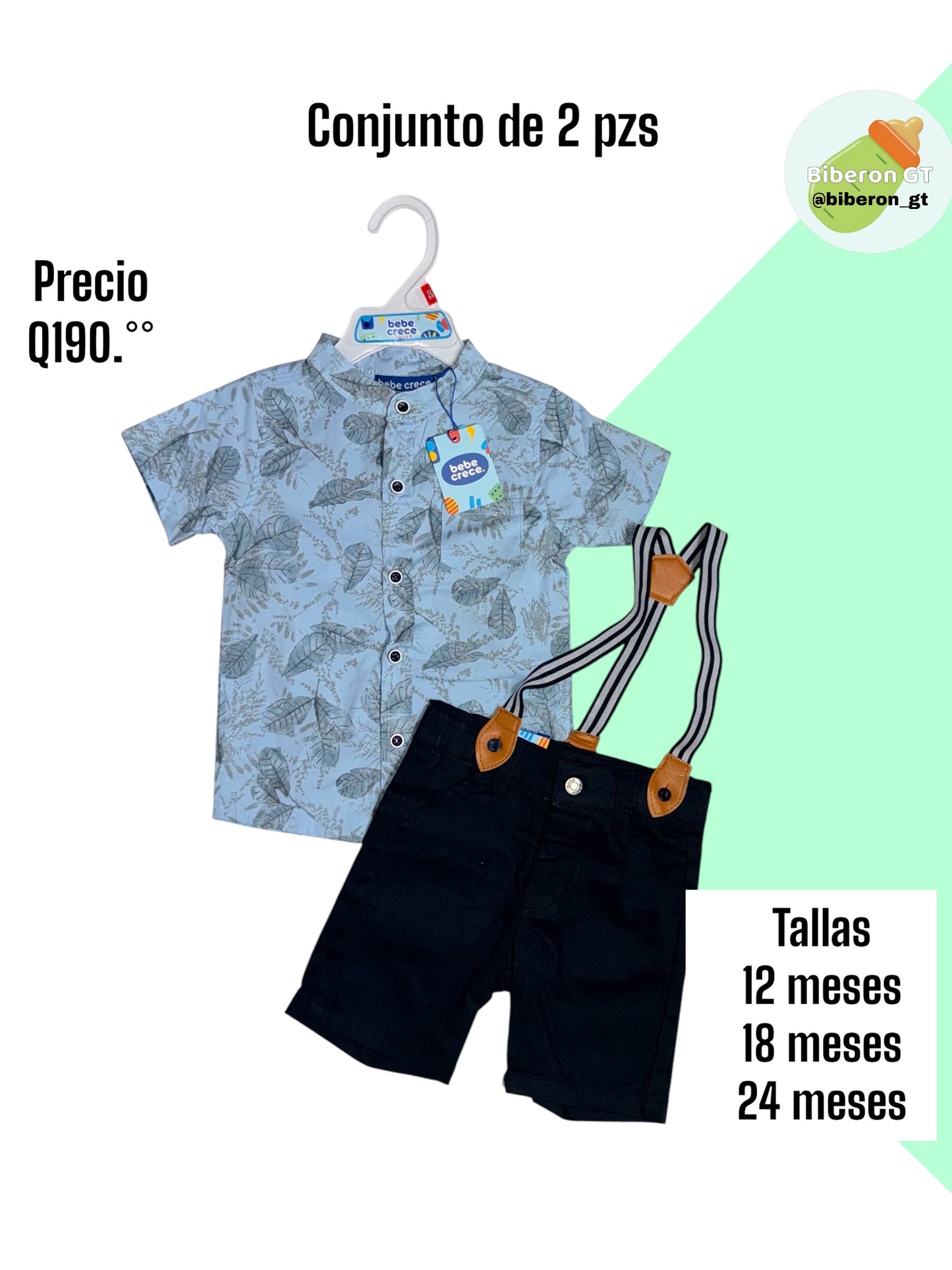 Conjunto formal de short para niño- celeste con azul