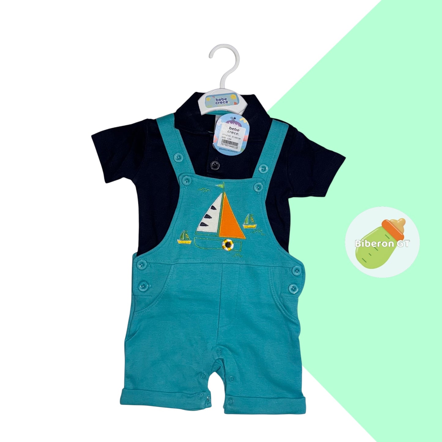 Conjunto de overol turquesa de barco