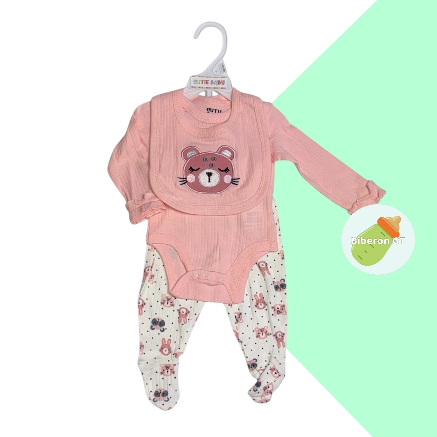 Conjunto de 3 pzs - rosa de flores