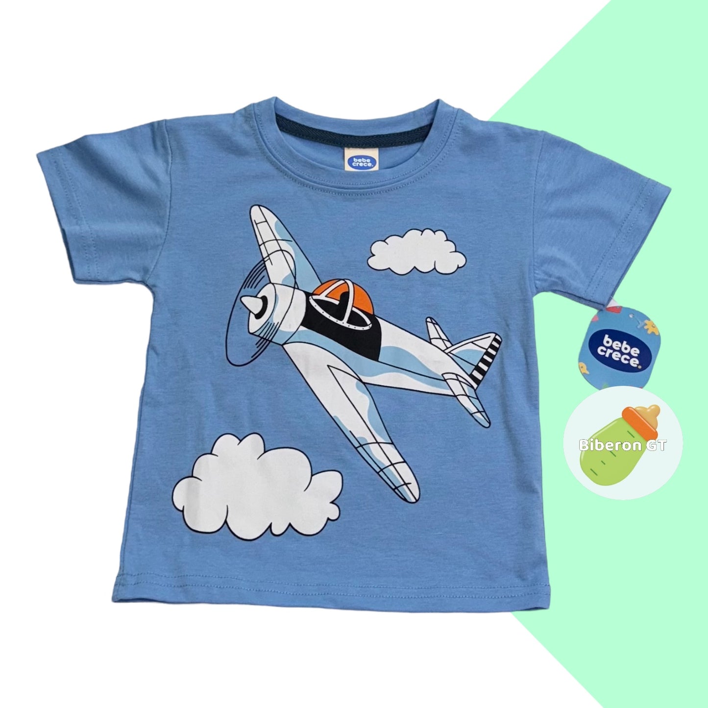 Playera celeste de aviones - Bebe Crece