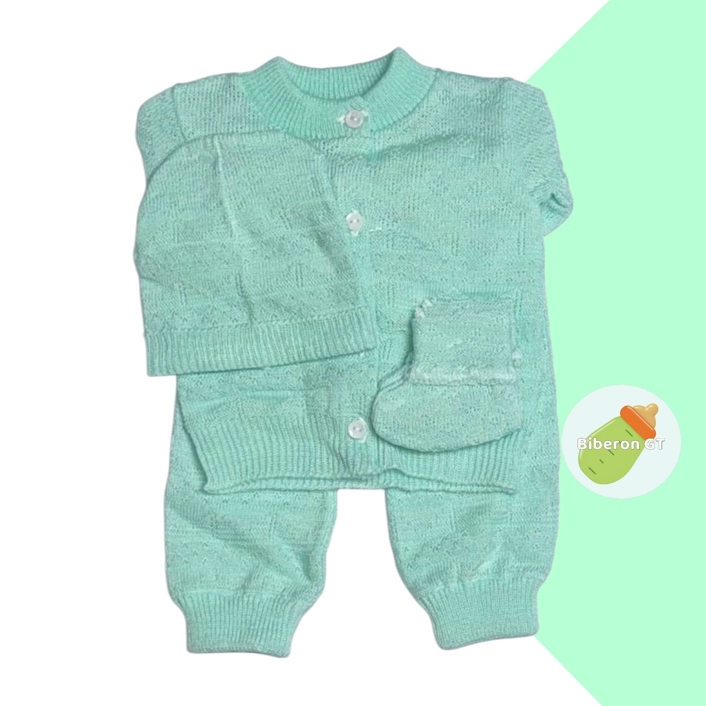 Conjunto tejido de 4 piezas - verde