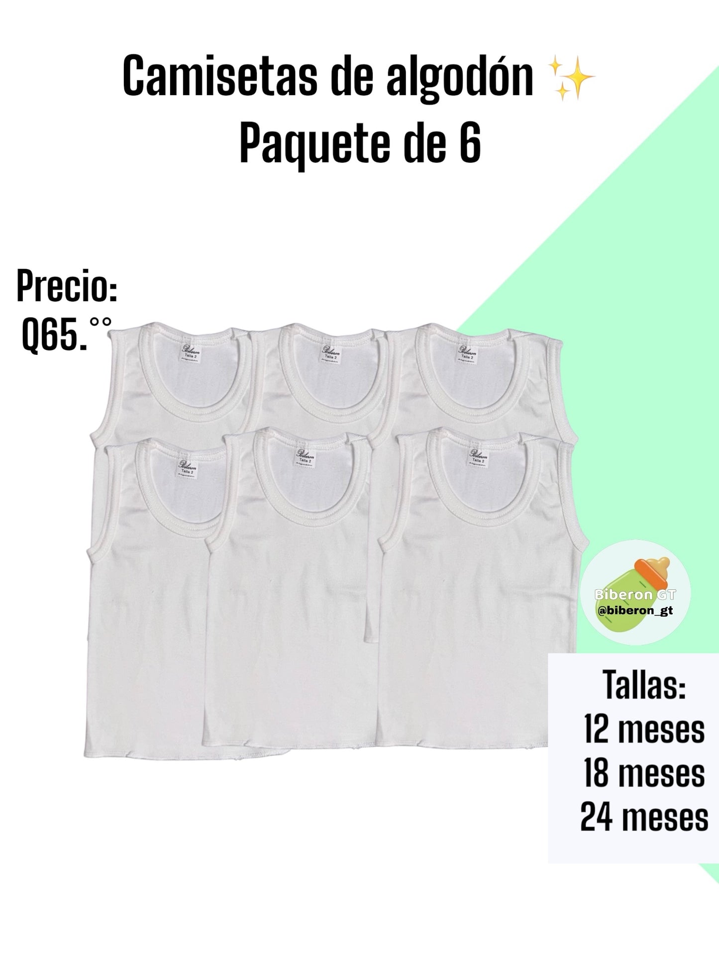 Set de 6 camisetas blancas
