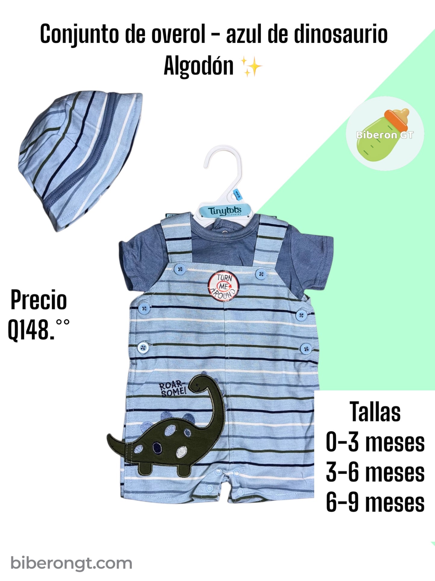 Conjunto de overol - azul de dinosaurio