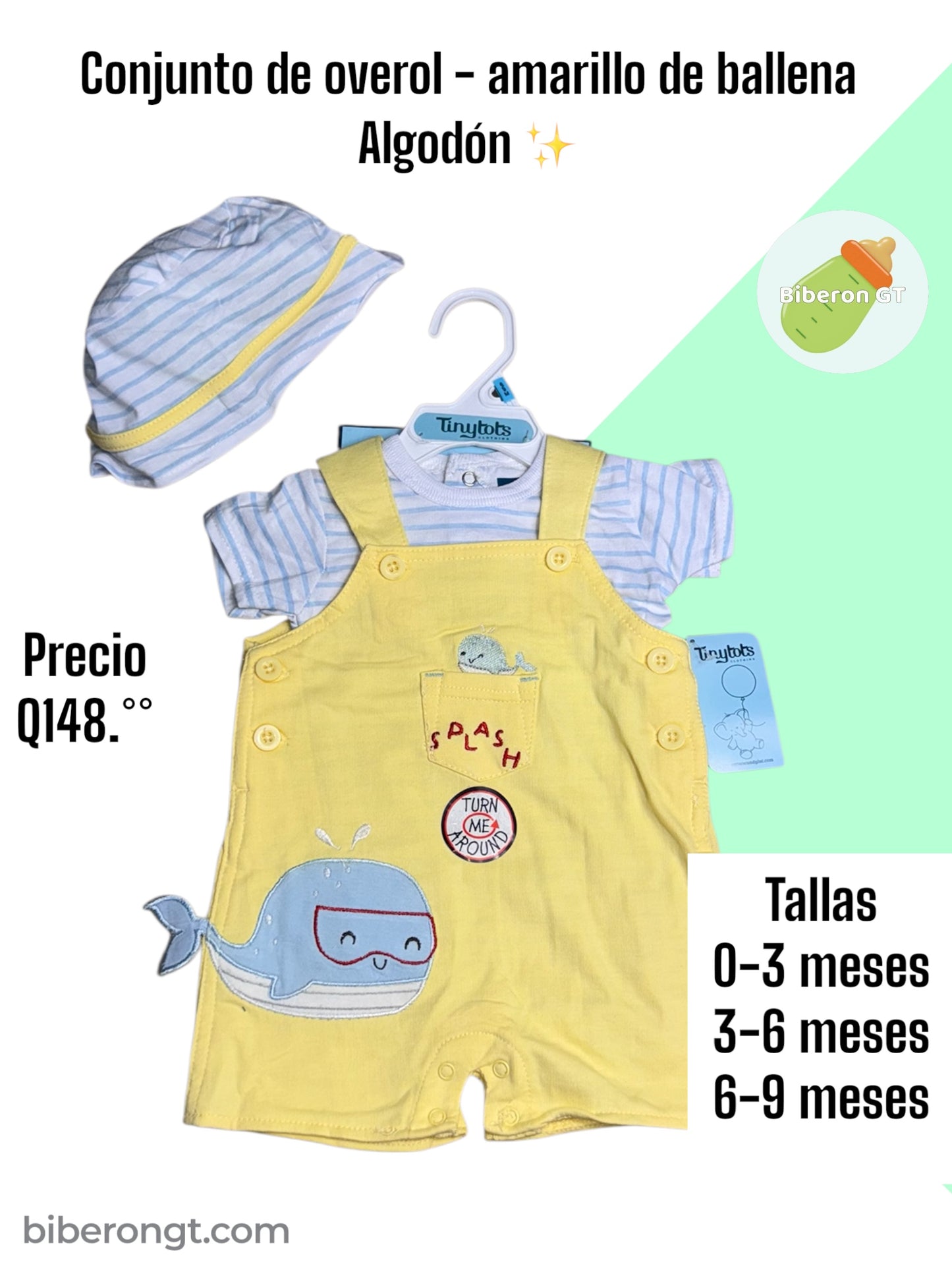 Conjunto de overol - amarillo de ballena