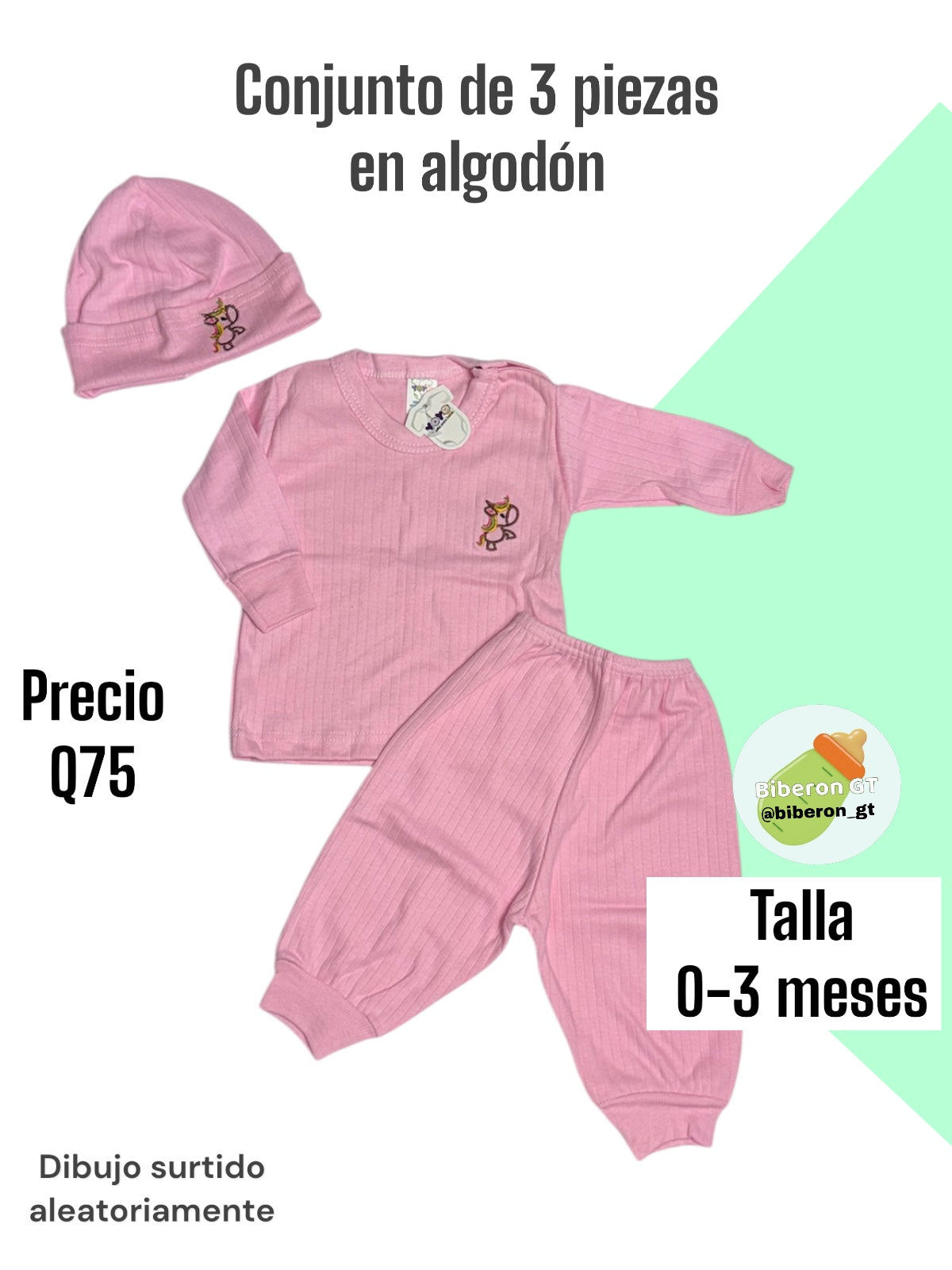 Conjunto de 3 pzs - rosado