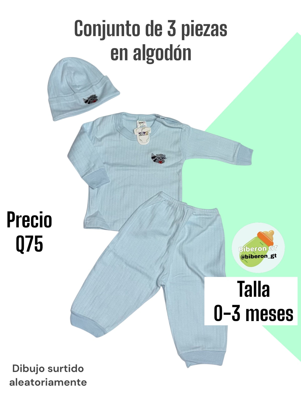Conjunto de 3 pzs - celeste