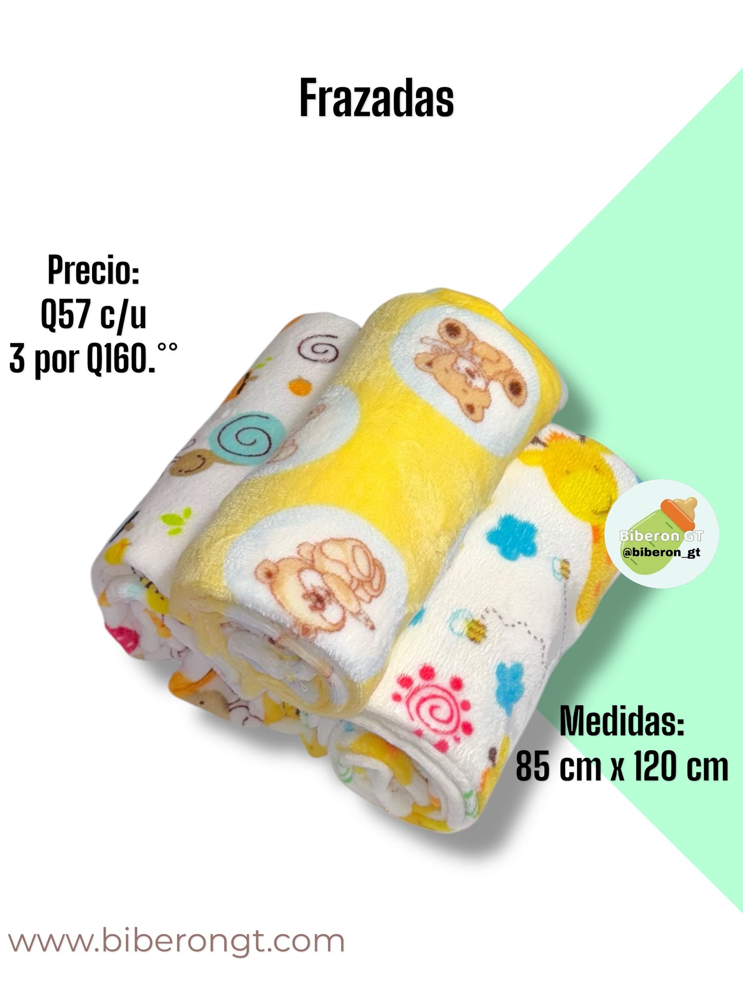 Trio de frazadas - Osos, caracoles y jirafas