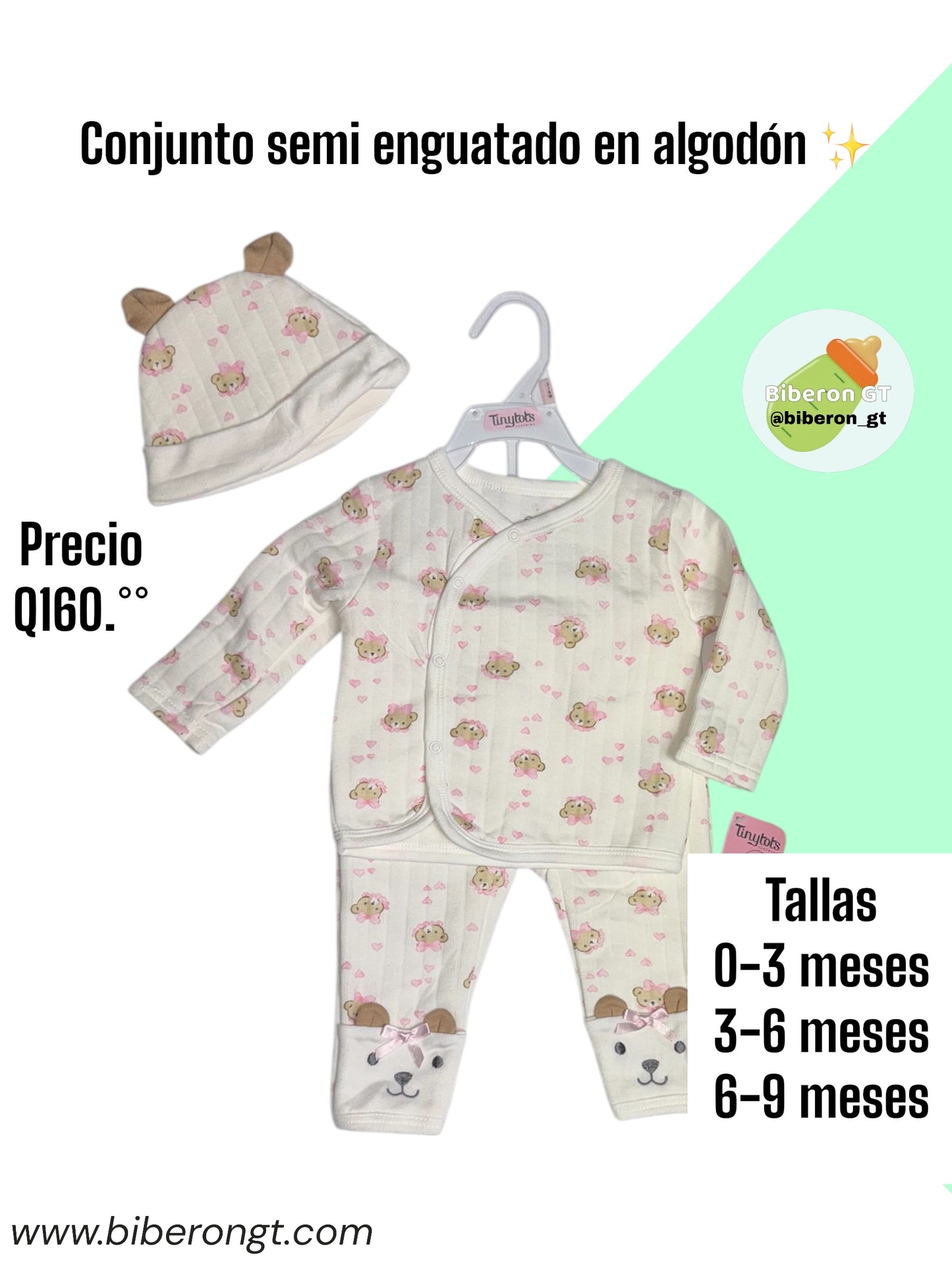 Conjunto semi enguatado - blanco de ositas