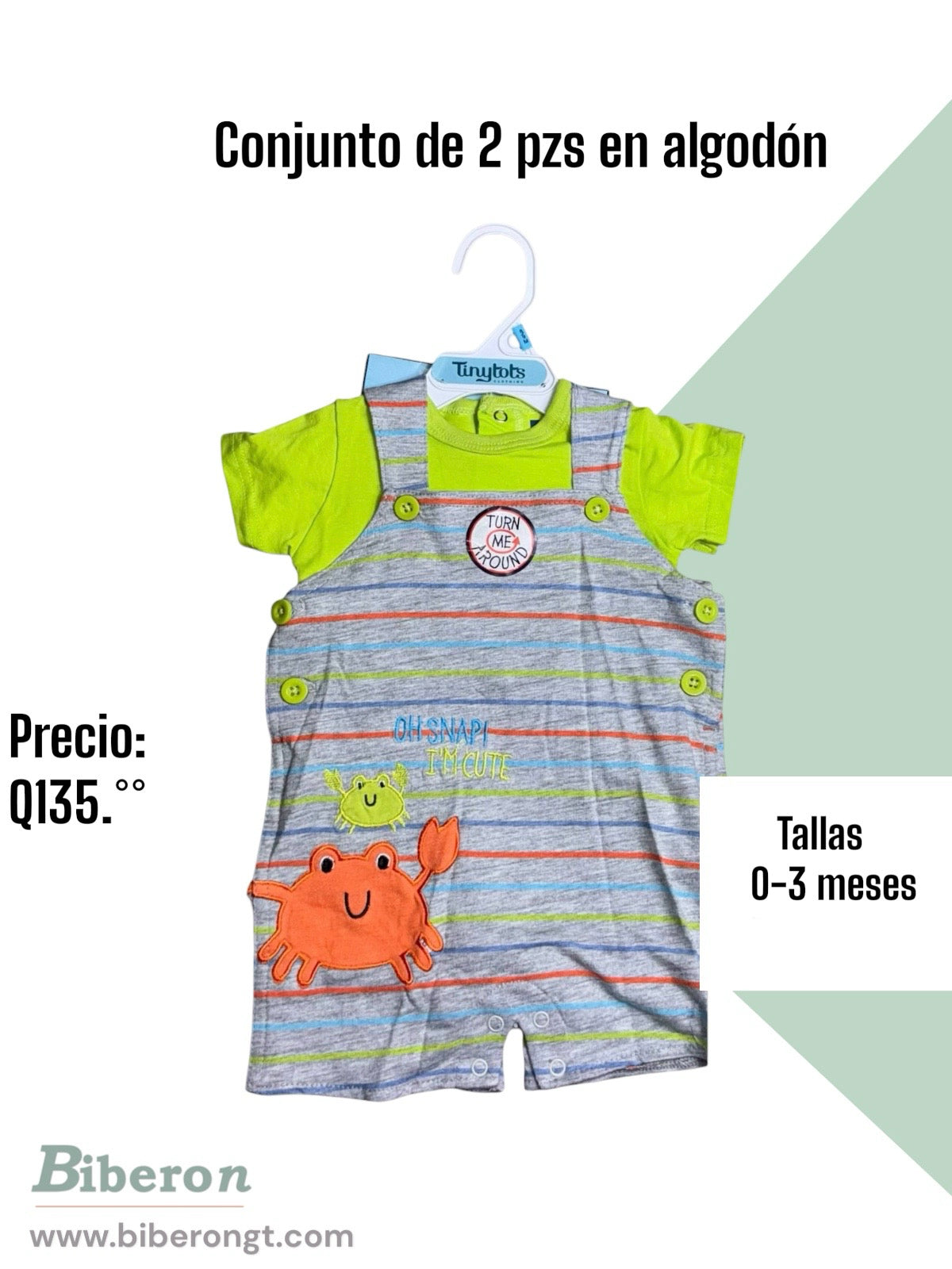 Conjunto de overol y body - gris de cangrejo