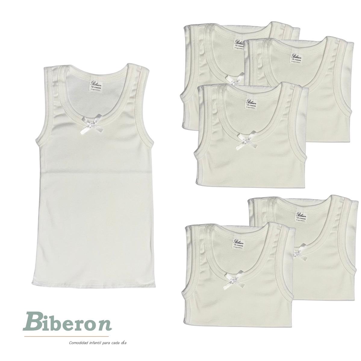 Camisetas interiores de algodón uso diario - blancas con moña, para niña