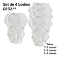 Set de 4 bodies básicos - blancos manga larga