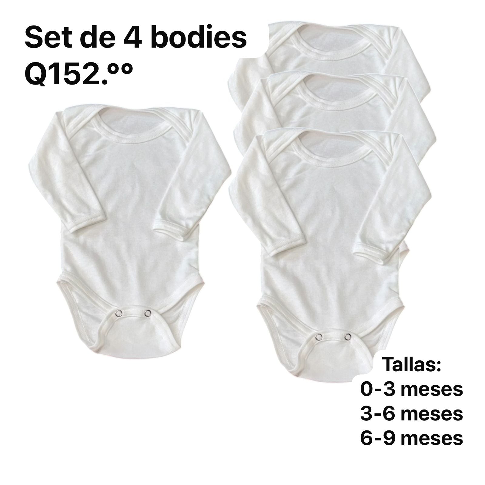 Set de 4 bodies básicos - blancos manga larga