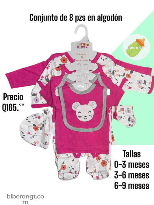 Conjunto de 8 pzs - Ratoncita Fucsia