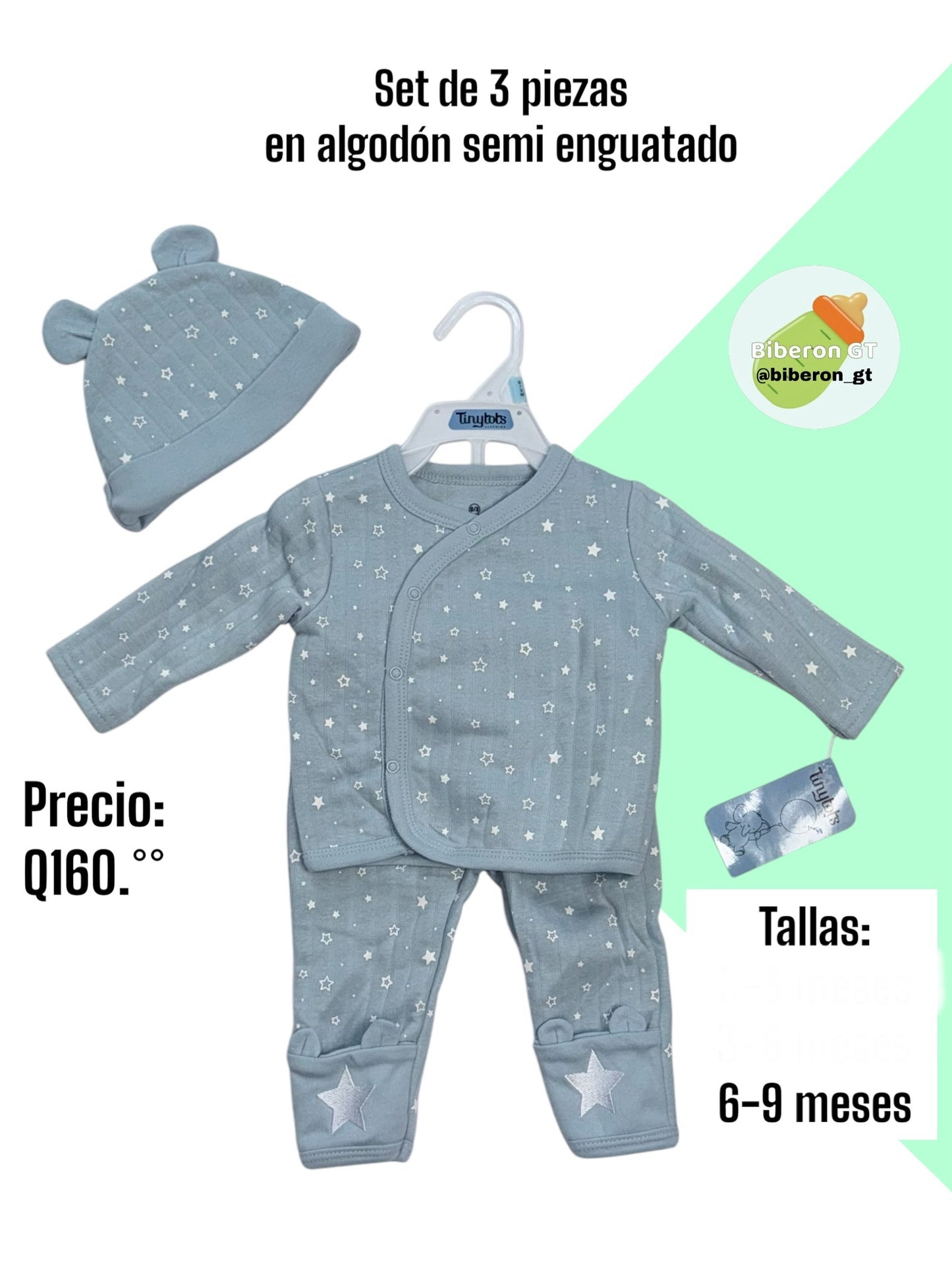 Conjunto semi enguatado - celeste de estrellas