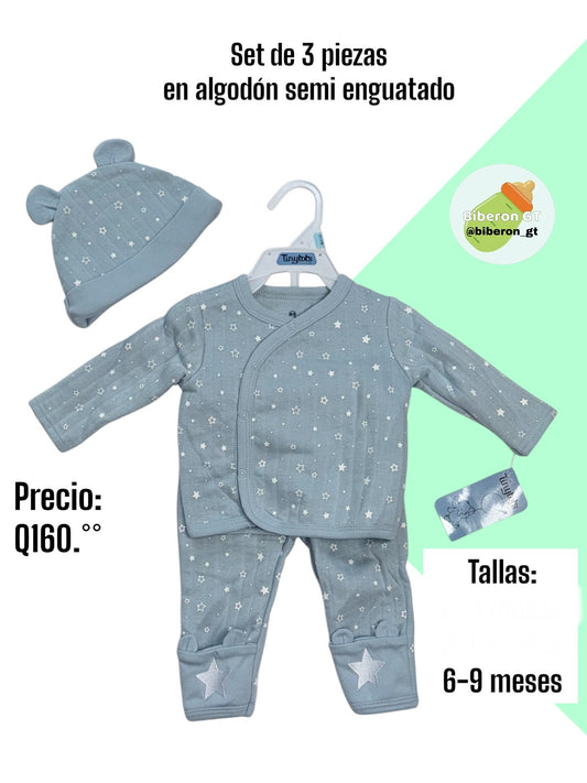 Conjunto semi enguatado - celeste de estrellas