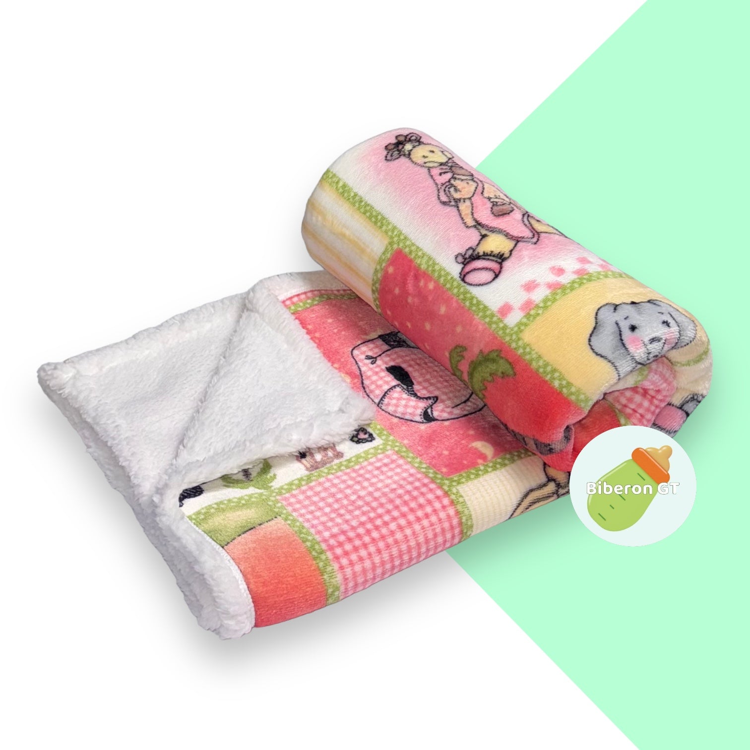 Frazada con borrego - coral