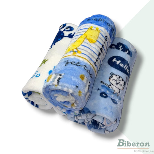 Frazadas fleece - Estampadas - Celeste / azul