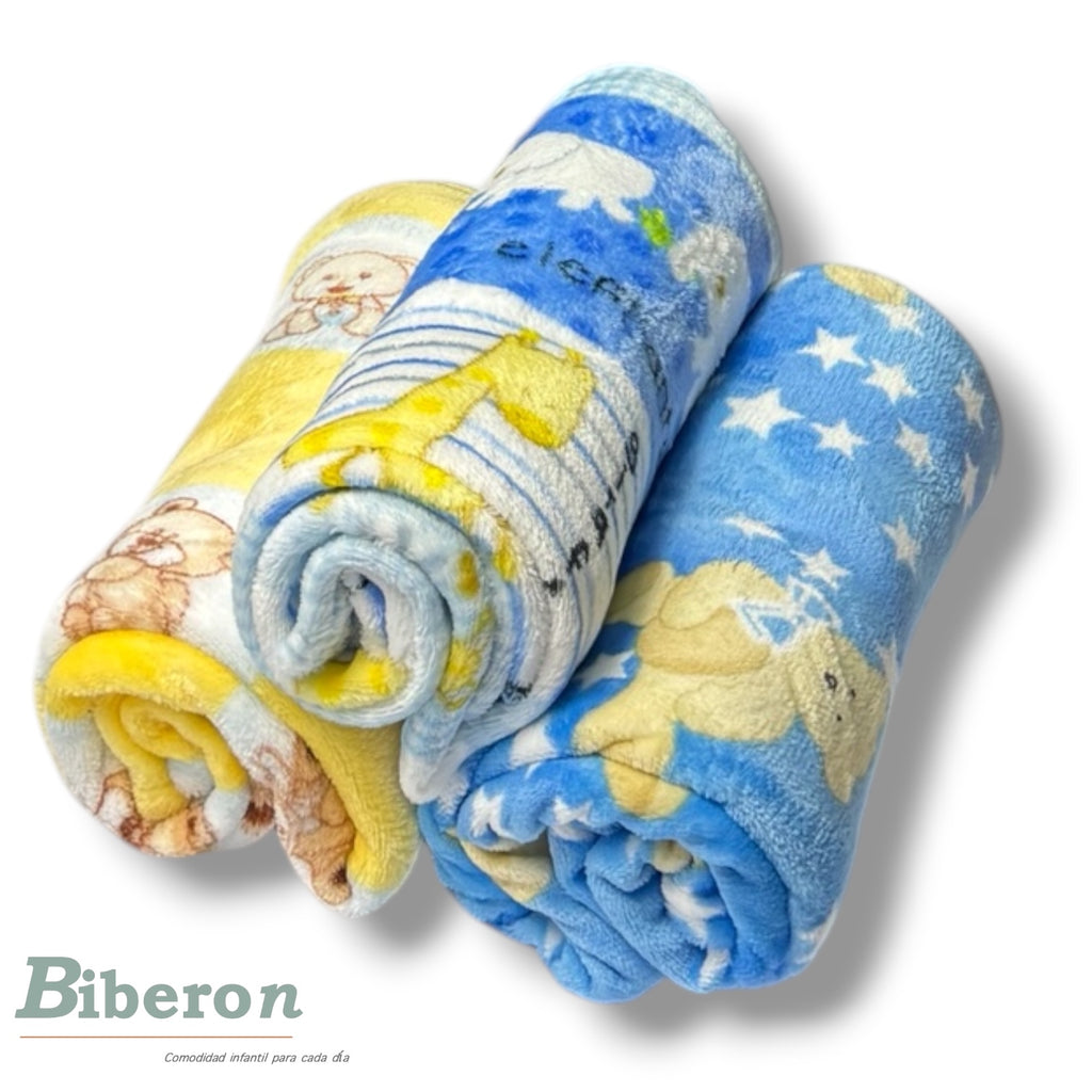 Frazadas fleece - Estampadas - Celeste / azul