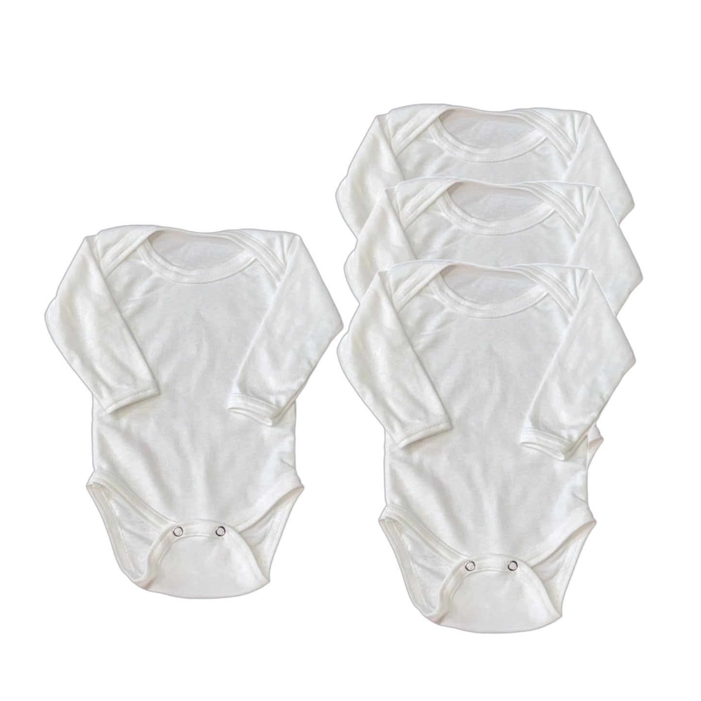 Set de 4 bodies básicos - blancos manga larga