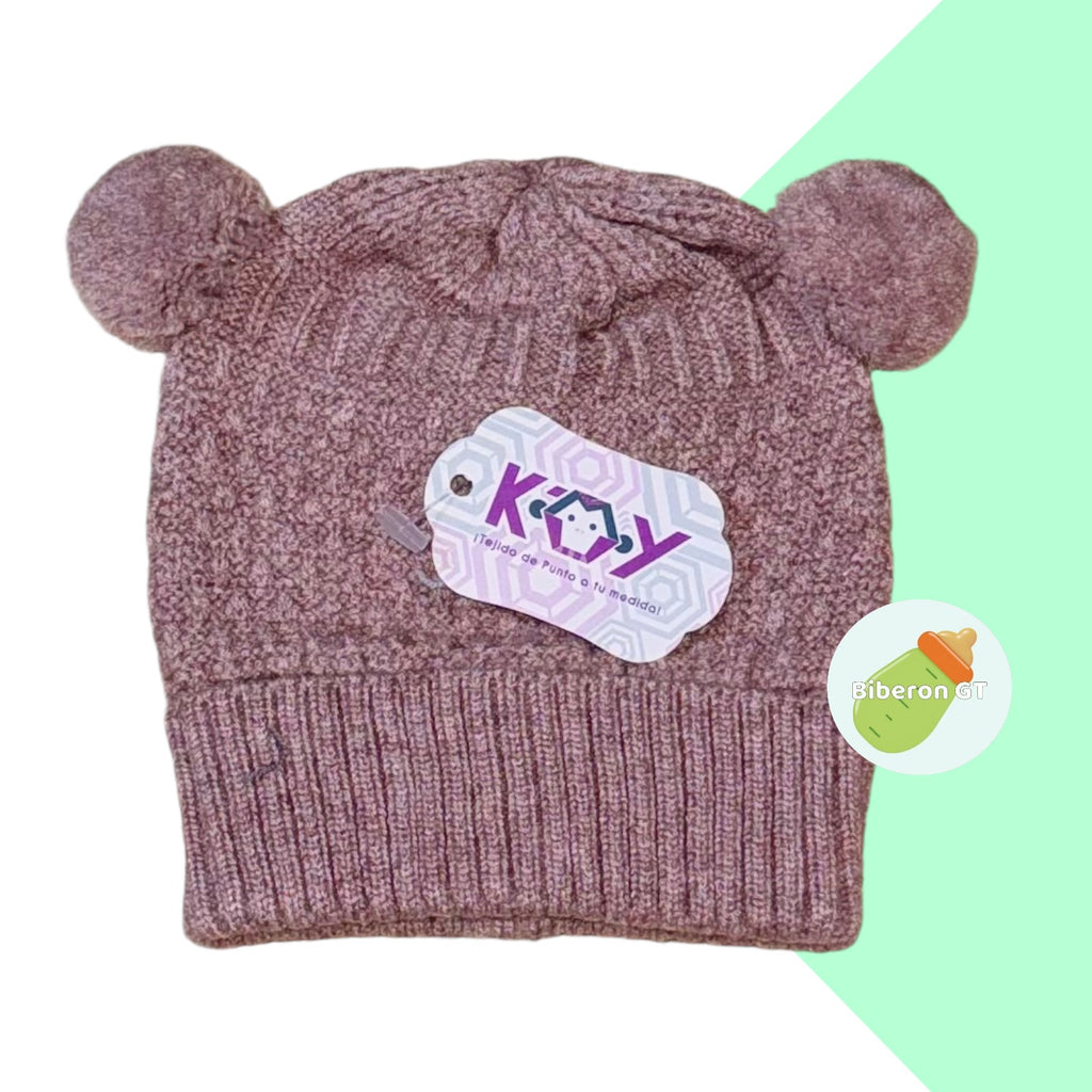 Gorra de lana hipoalergénica - 2 pompones 0-3 meses