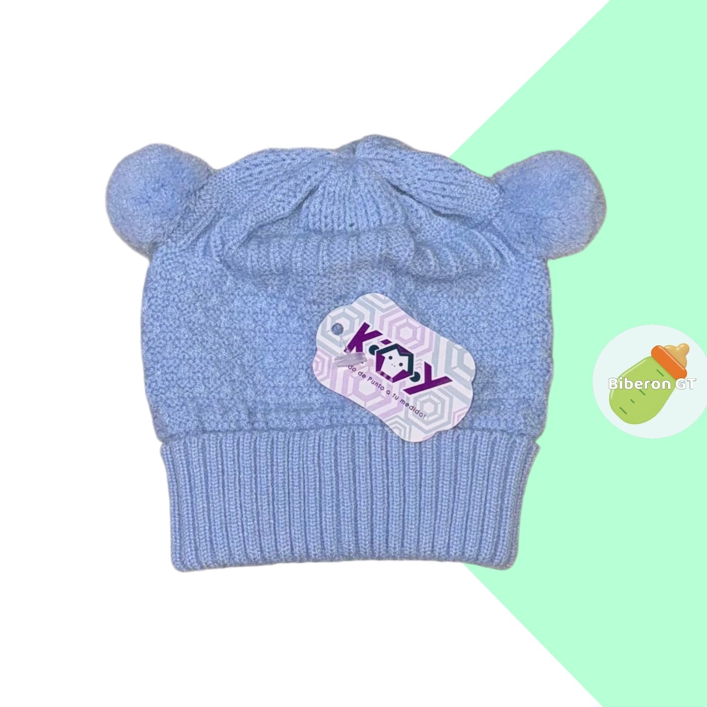 Gorra de lana hipoalergénica - 2 pompones 0-3 meses