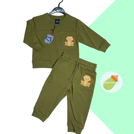 Conjunto de 2 pzs - verde militar de mono