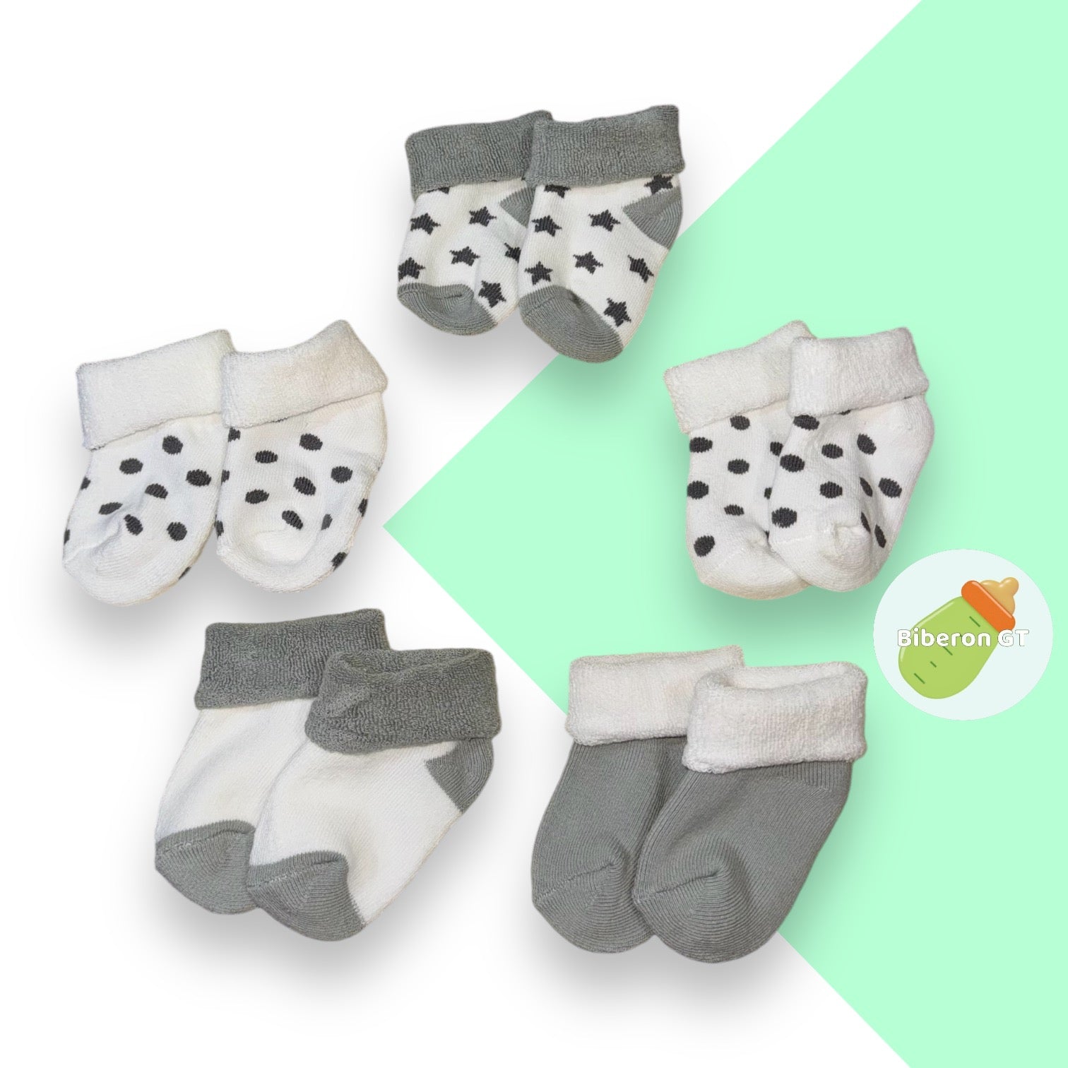 Calcetas / calcetines de algodón - gris con blanco