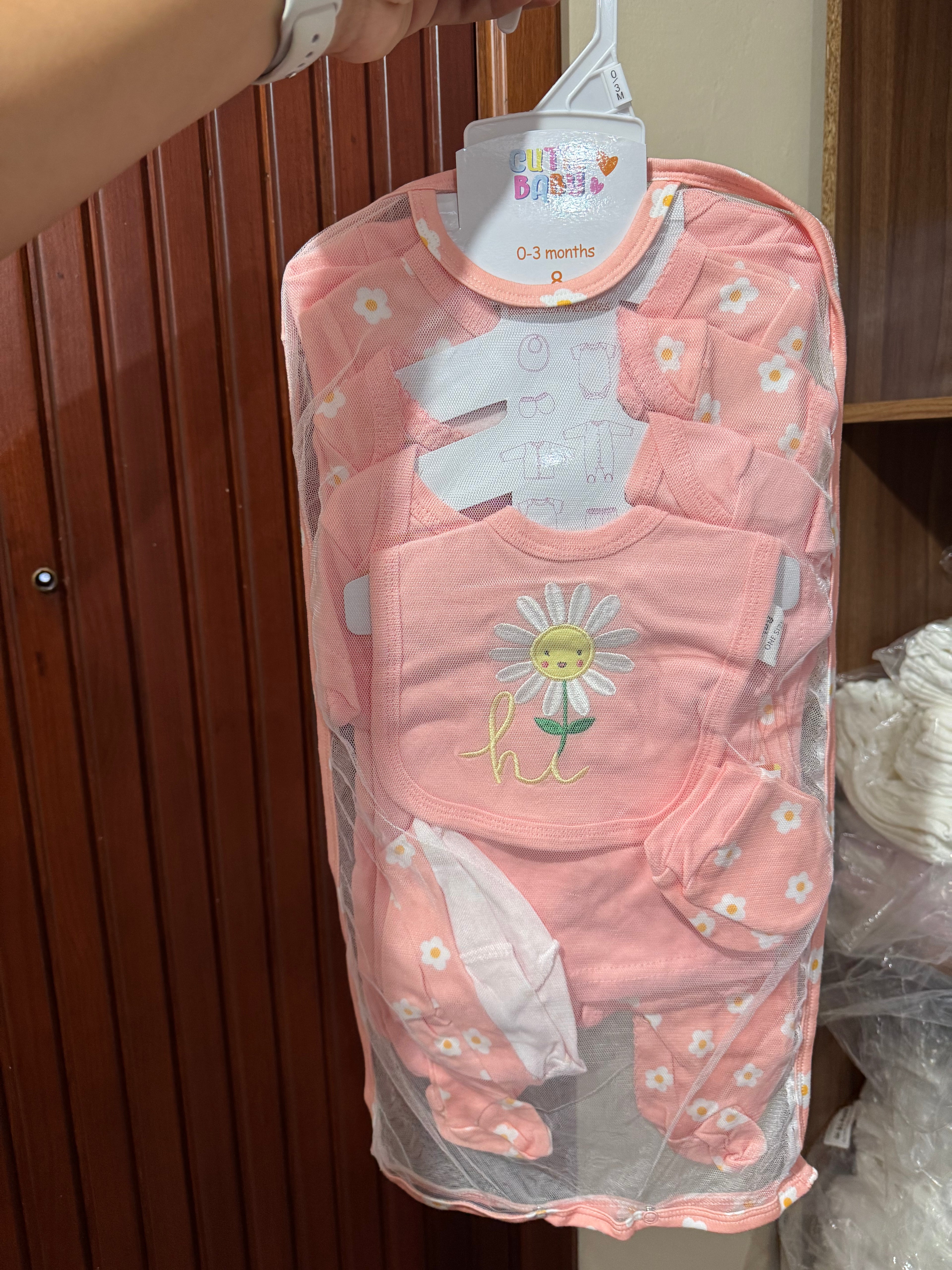 Conjunto de 8 pzs - flores rosado