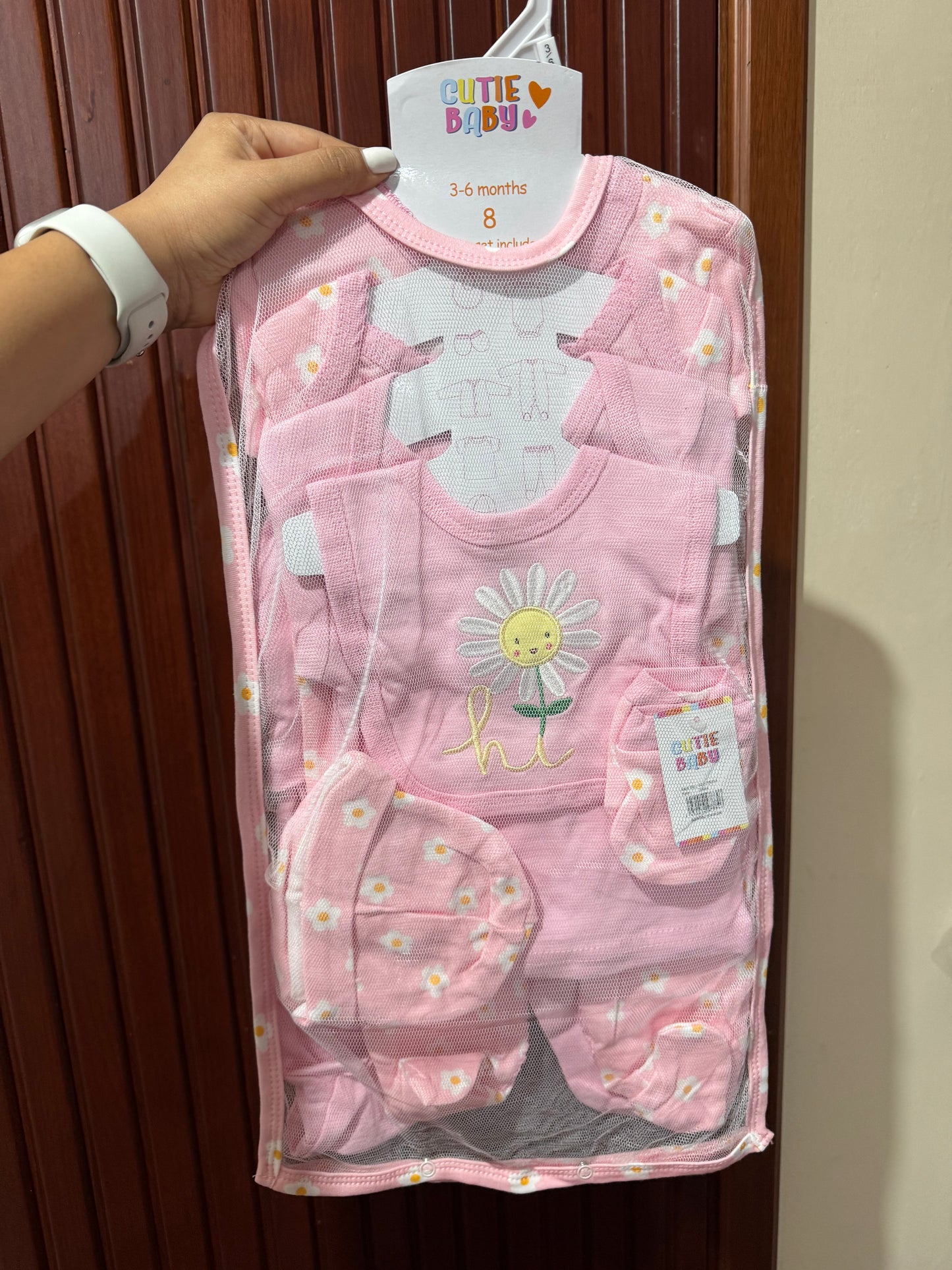 Conjunto de 8 pzs - flores rosado