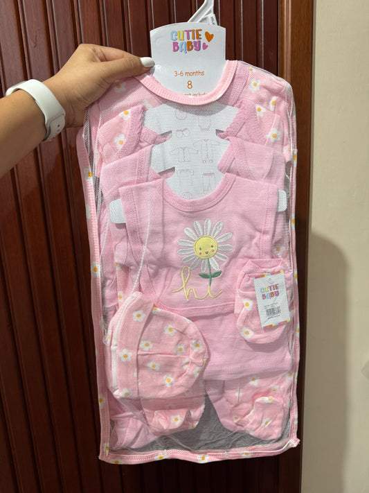 Conjunto de 8 pzs - flores rosado