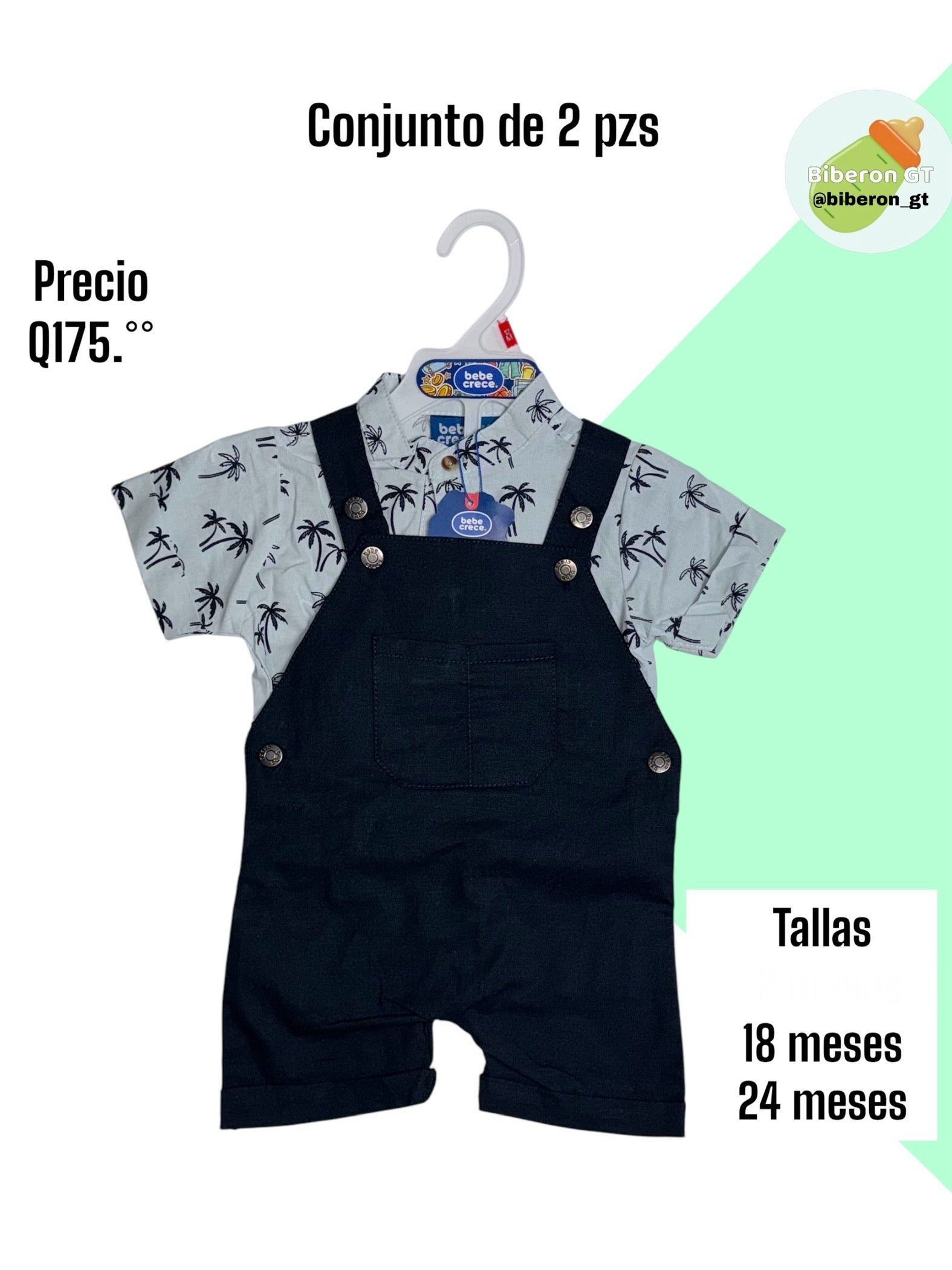 Conjunto de overol semi formal - celeste con azul