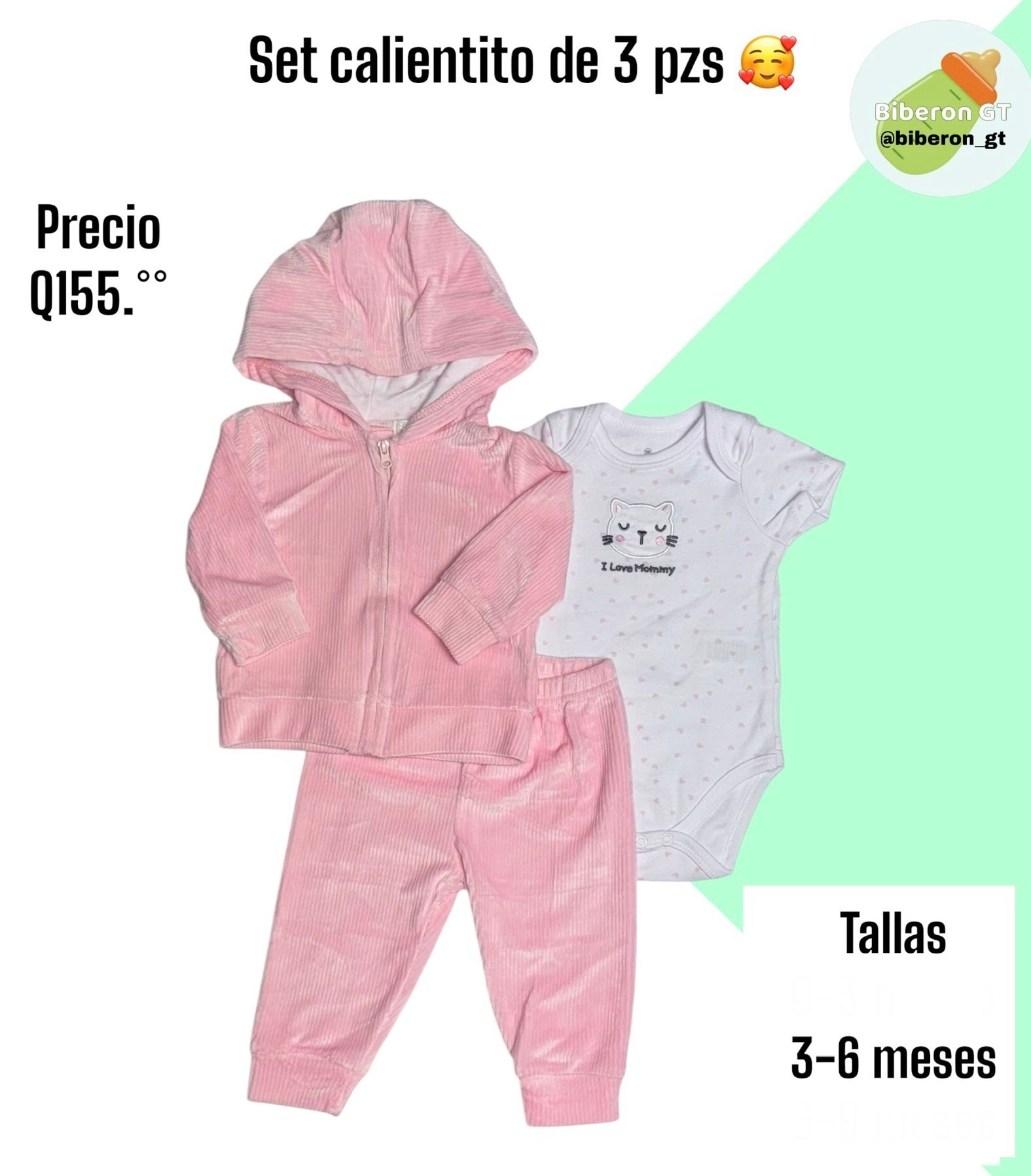Conjunto calientito de 3 pzs - rosado
