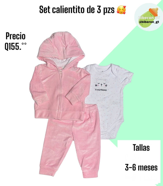 Conjunto calientito de 3 pzs - rosado
