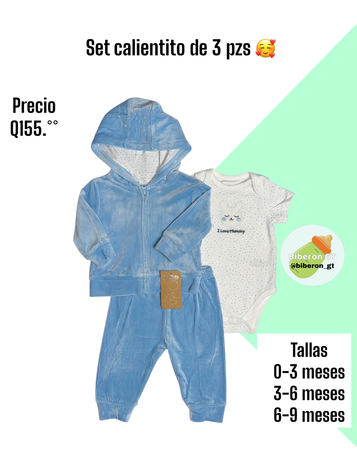 Conjunto calientito de 3 pzs - celeste