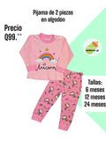 Pijama de 2 piezas en algodón - Arcoiris rosa
