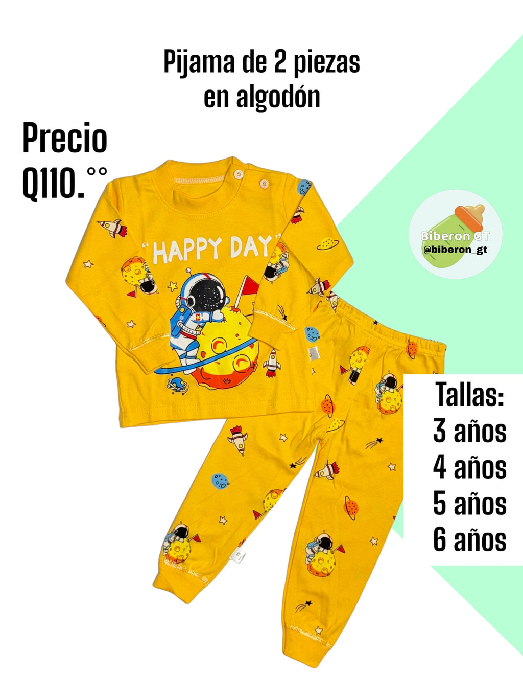 Pijama de 2 piezas en algodón - Astronauta amarillo