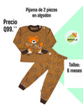 Pijama de 2 piezas en algodón - Oso café