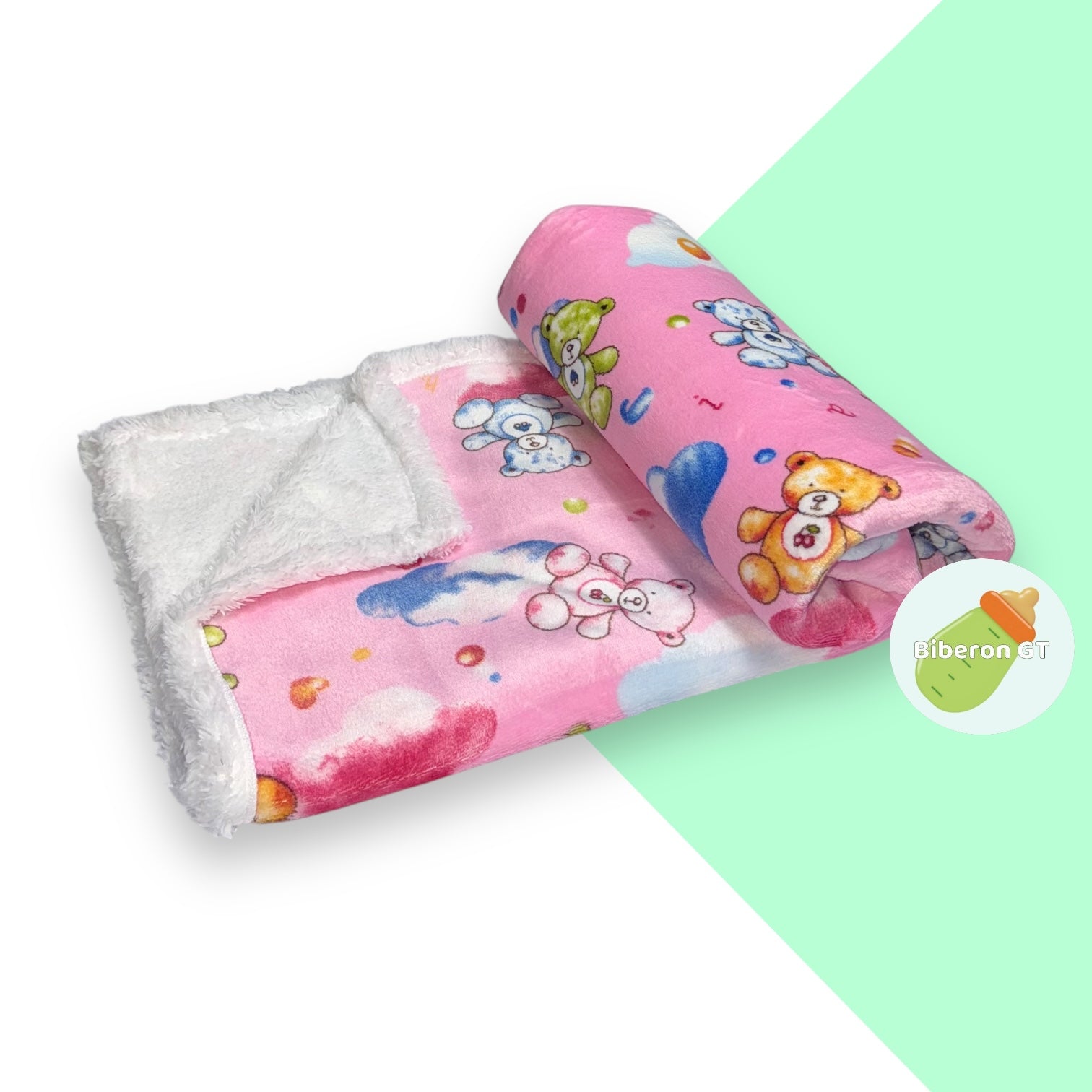 Frazada con borrego - rosada de unicornios