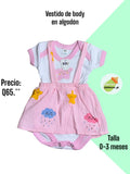 Vestido de body - blanco con rosado nubes y estrellas