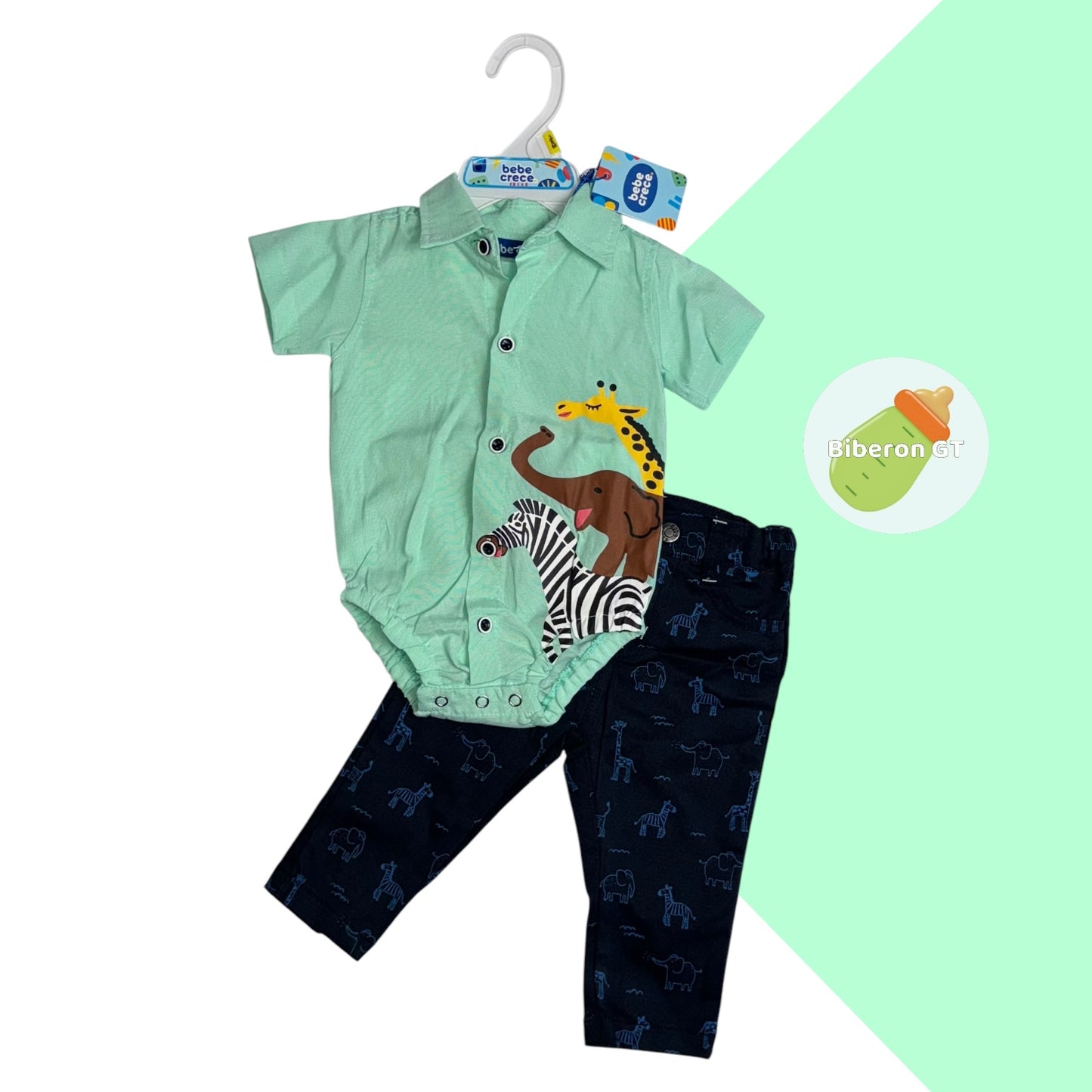 Conjunto formal - safari verde con azul