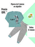 Pijama de 2 piezas en algodón - Zebra verde