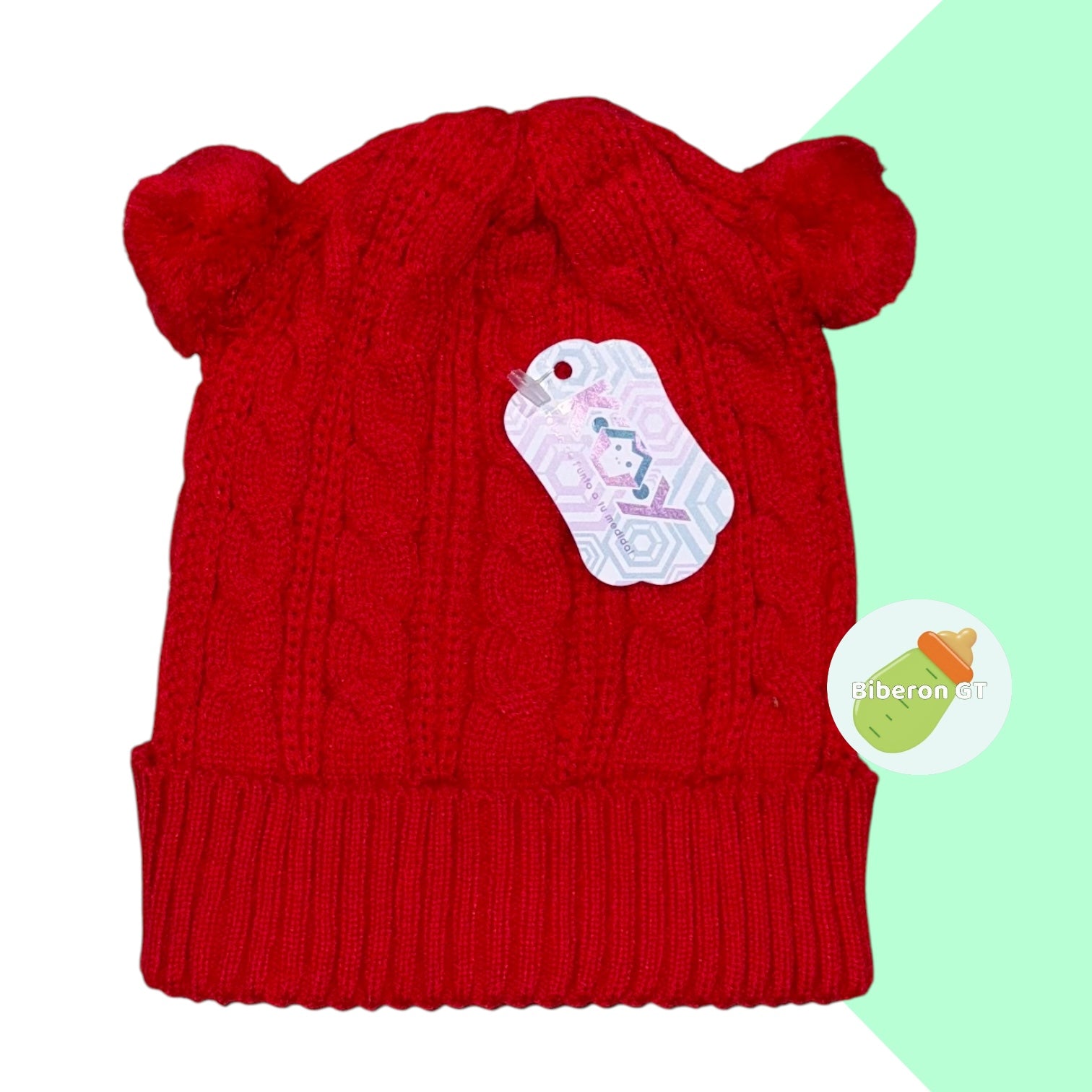 Gorra de lana hipoalergénica de 2 pompones - 6 meses a 3 años